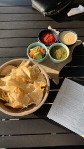 Corn chips and salsas, party appetisers